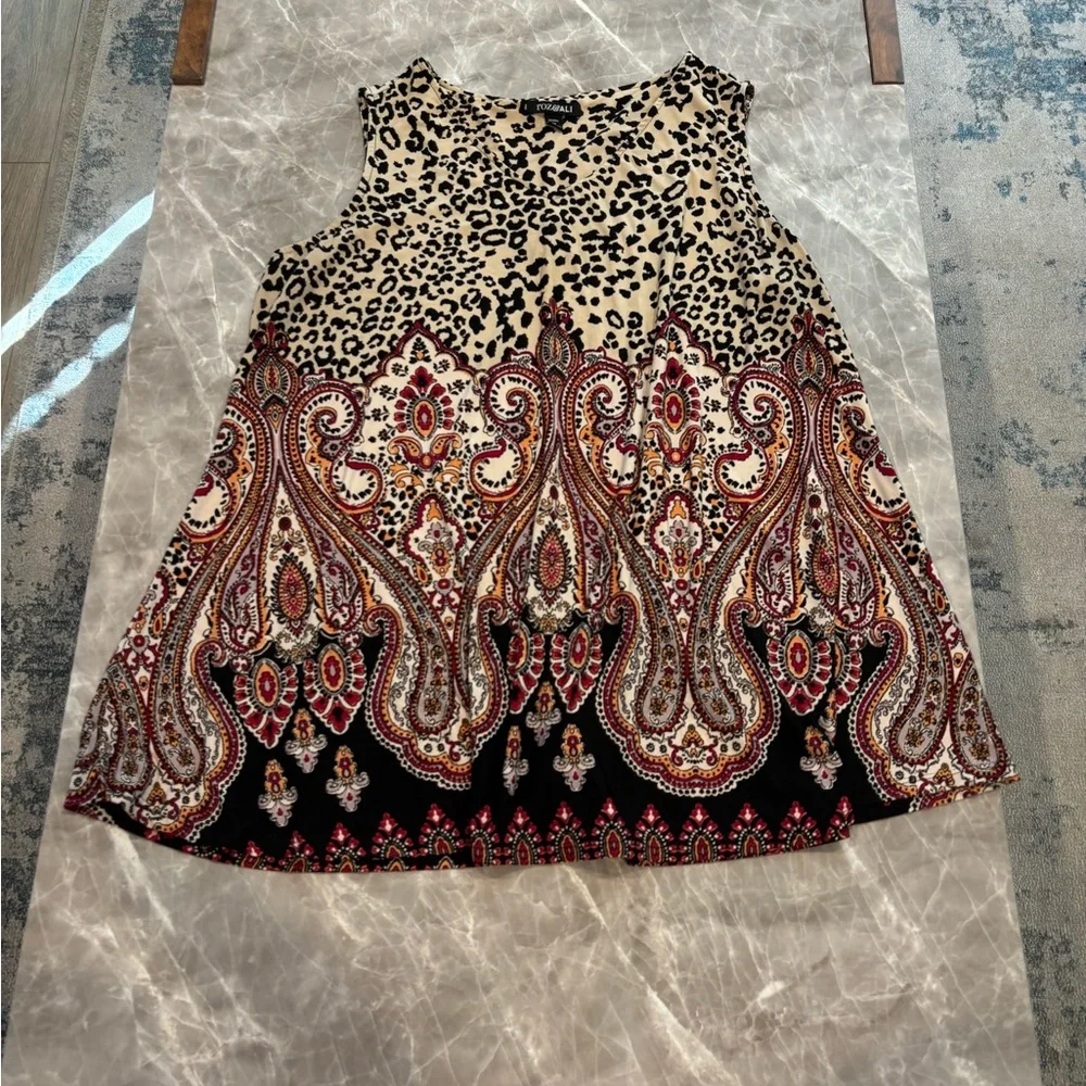 Roz & Ali Leopard and Paisley Print Top - Picture 1 of 4